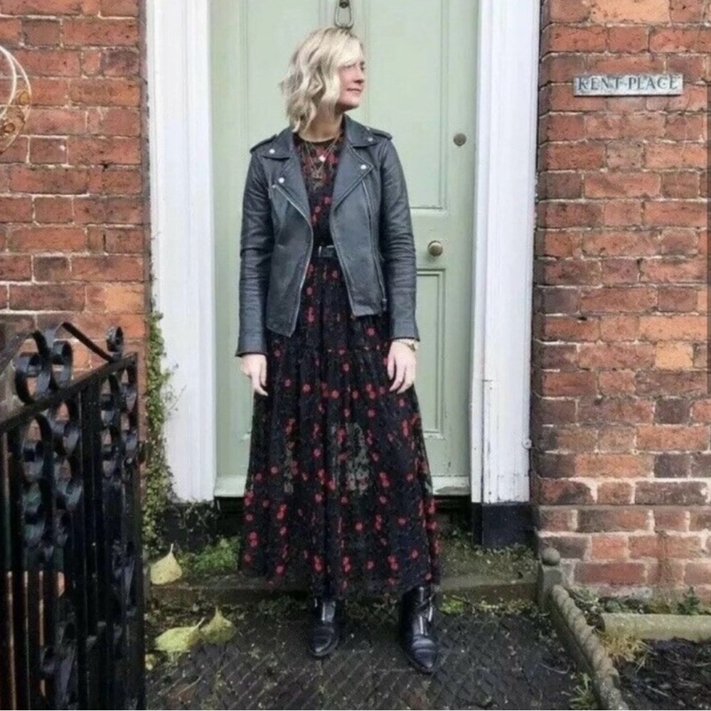 Zara sheer long sleeve maxi dress
